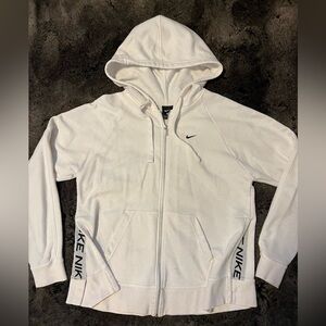 Nike White Side Slit Zip Hooded Sweater Womens Size M